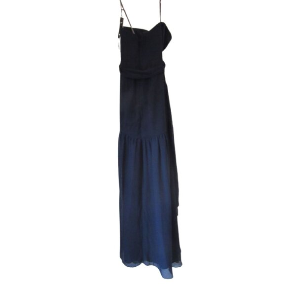 NWT, White By Vera Wang Navy Blue Strapless Chiffon Overlay SZ 0 - Picture 7 of 10